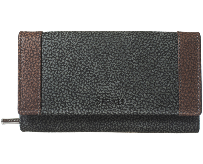 Dámska kožená peňaženka SEGALI 61288 WO čierna/hnedá