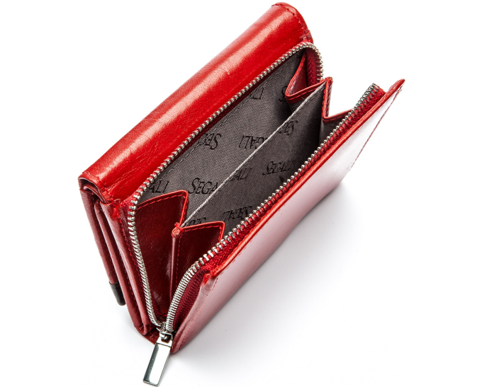 Dámska kožená peňaženka SEGALI 61420 červená/čierna