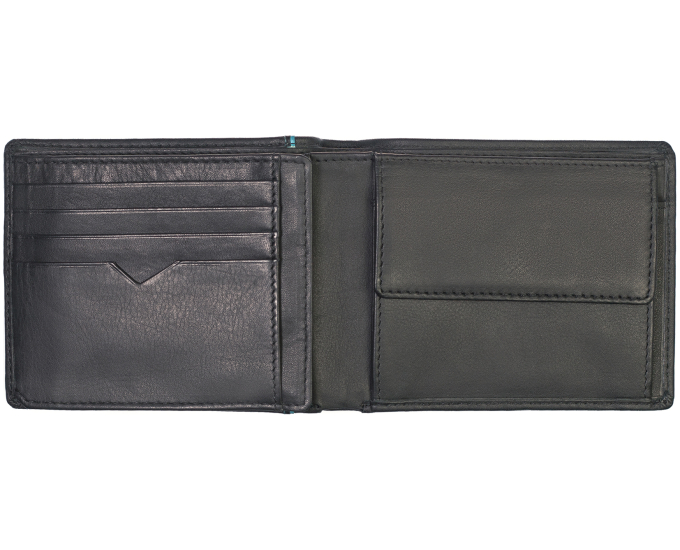 Pánská kožená peněženka SEGALI 2736 wellington černá/tyrkysová
