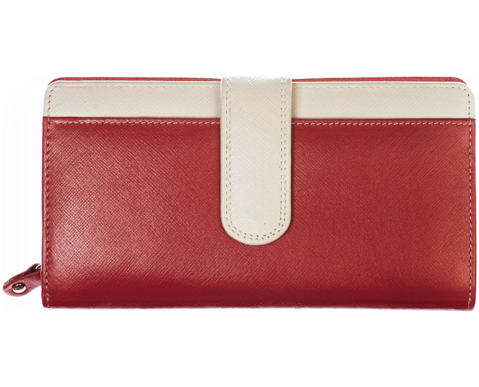 Dámska kožená peňaženka SEGALI 668 N saffiano červená/béžová