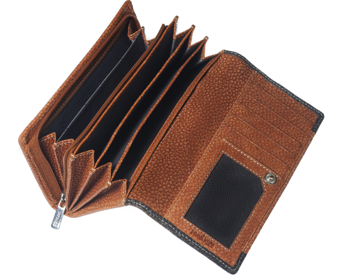 Dámska kožená peňaženka SEGALI 61288 WO oranžová/čierna