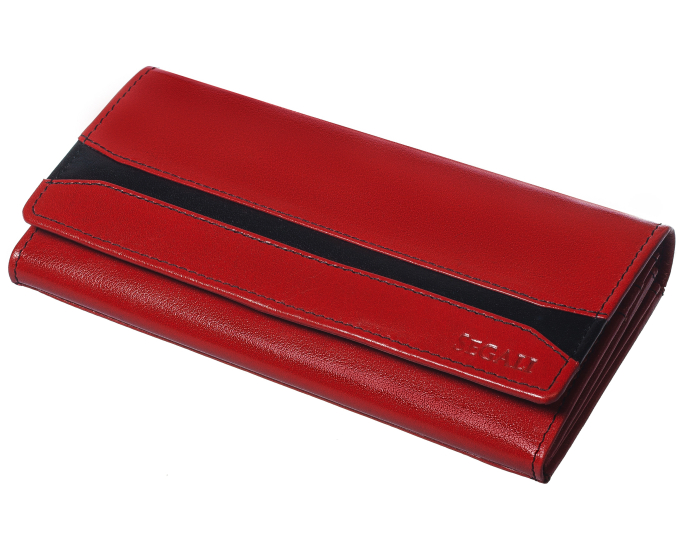Dámska kožená peňaženka SEGALI 2025A červená/čierna