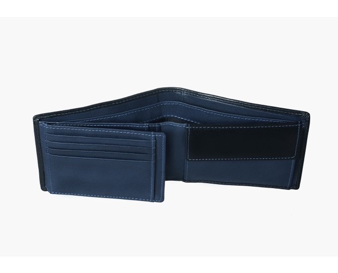 Pánska kožená peňaženka SEGALI 907 114 005 C čierna/modrá