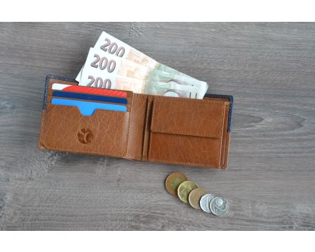 Pánska kožená peňaženka SEGALI 80892 koňak/modrá