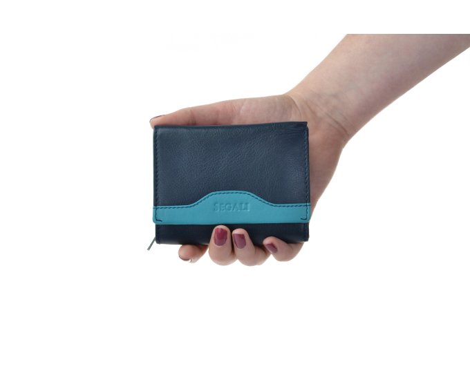 Dámska kožená peňaženka SEGALI 61420 modra/tyrkysová