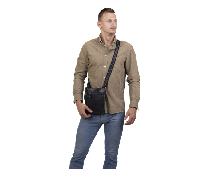 Pánský kožený crossbag SEGALI 25579 černý