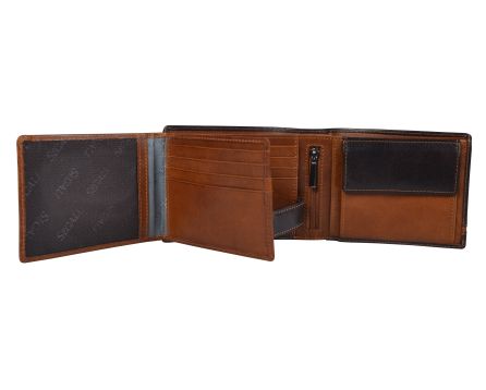 Pánska kožená peňaženka SEGALI 753 115 2007 tm. hnedá/koňaková