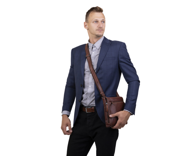 Pánský kožený crossbag SEGALI 25579 hnědý