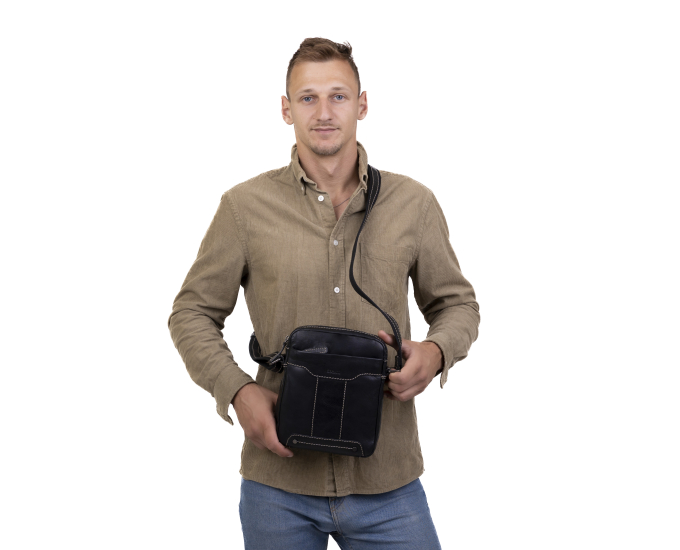 Pánský kožený crossbag SEGALI 25578 černý