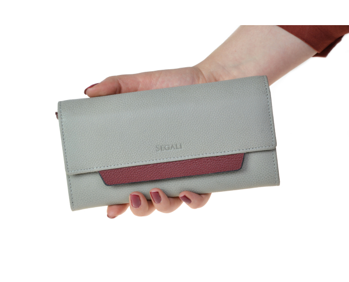 Dámska kožená peňaženka SEGALI 7411 sivá / portwine