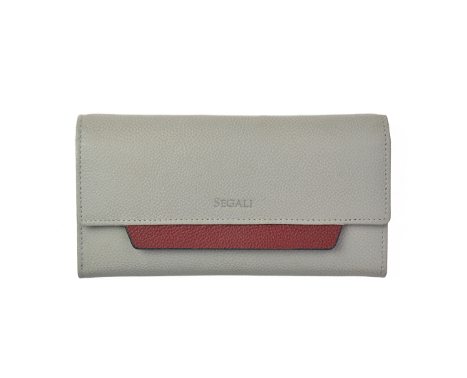 Dámska kožená peňaženka SEGALI 7411 sivá / portwine
