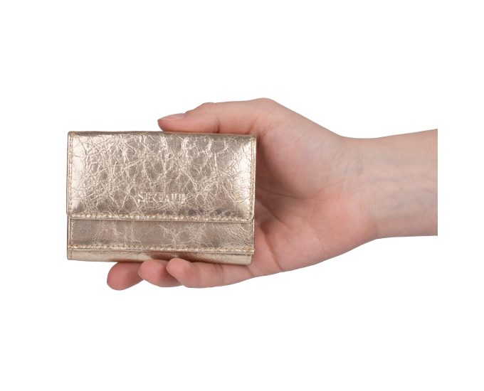 Dámska peňaženka kožená SEGALI 1756 zlatá lesk