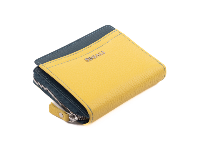 Dámska peňaženka kožená SEGALI 7544 B pastel žltá/rain storm