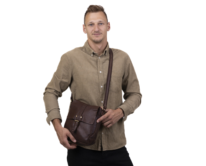 Pánska taška cez rameno kožená SEGALI 29394 dark tan