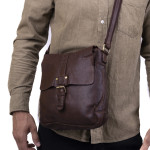 Pánska taška cez rameno kožená SEGALI 29394 dark tan