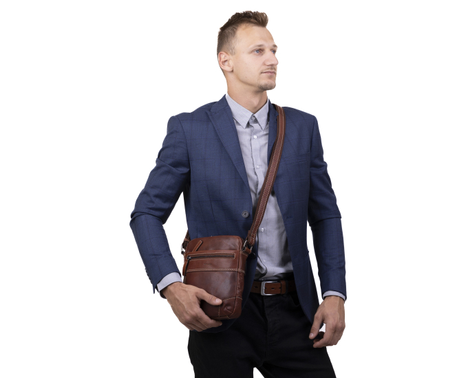 Pánský kožený crossbag SEGALI 25577 hnědý