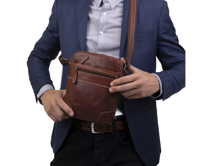 Pánský kožený crossbag SEGALI 25577 hnědý
