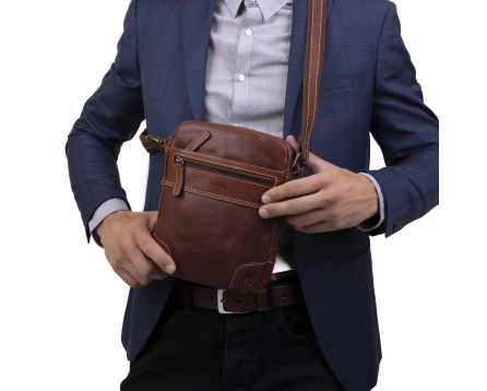 Pánský kožený crossbag SEGALI 25577 hnědý