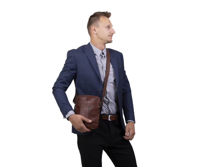 Pánský kožený crossbag SEGALI 25578 hnědý